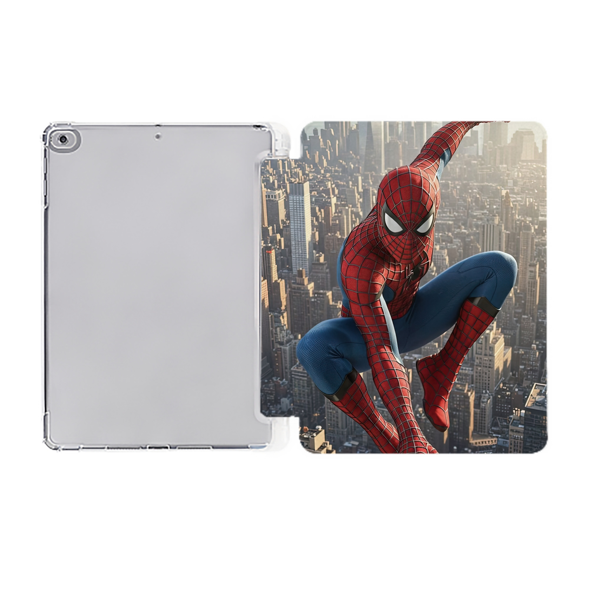 （画像用） Spider Man スパイダーマン IPad ケース ペン収納付き 三つ折りスタンド PUレザー×シリコン 対応機種9.5/10.5/10.9インチ